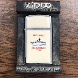 Rare, vintage, USS, McCandless ivory color covered, big Mac, zippo, lighter, ve